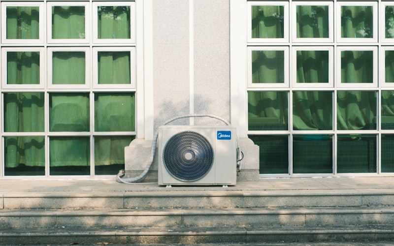 Air conditioning unit installed on a residential building